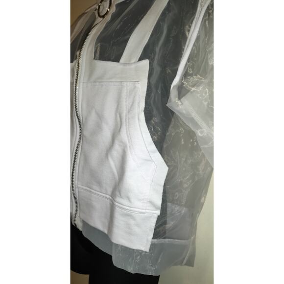 Fashion Nova White Muse Hoodie Sz S Sheer Boxy Jacket Space Futuristic New NWT S - Picture 6 of 16